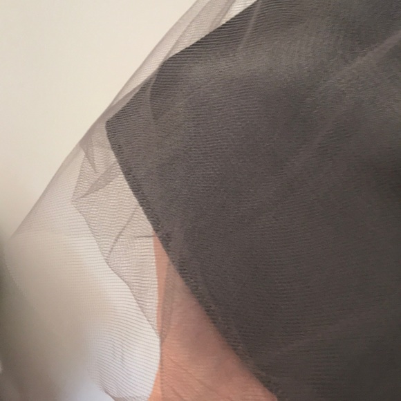 Ivory and charcoal gray tulle formal gown - Picture 2 of 4